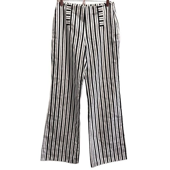 Boston Proper Pants - Boston Proper Womens Size 10 Black and White Stripped High Waist Palazzo Pants